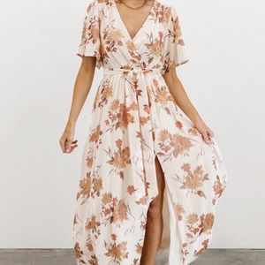 Uma Cream Floral Velvet Maxi Dress - Large